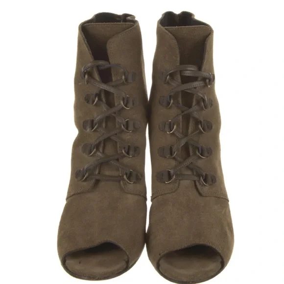 Genuine leather Suade lace up booties